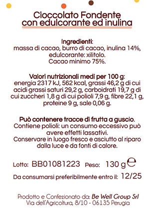 valori nutrizionali e ingredienti microtavolette cioccolato Kyminasi Ciock
