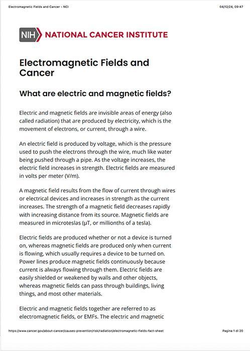 Studio scientifico sul campo elettromagnetico e il cancro