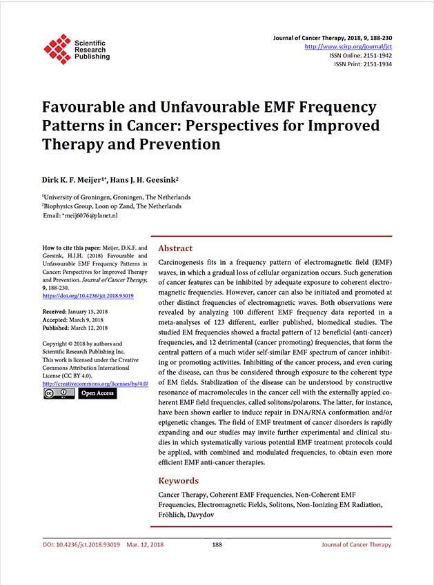 Modelli di frequenza EMF favorevoli e sfavorevoli nel cancro: Prospettive per il miglioramento della terapia e della prevenzione
